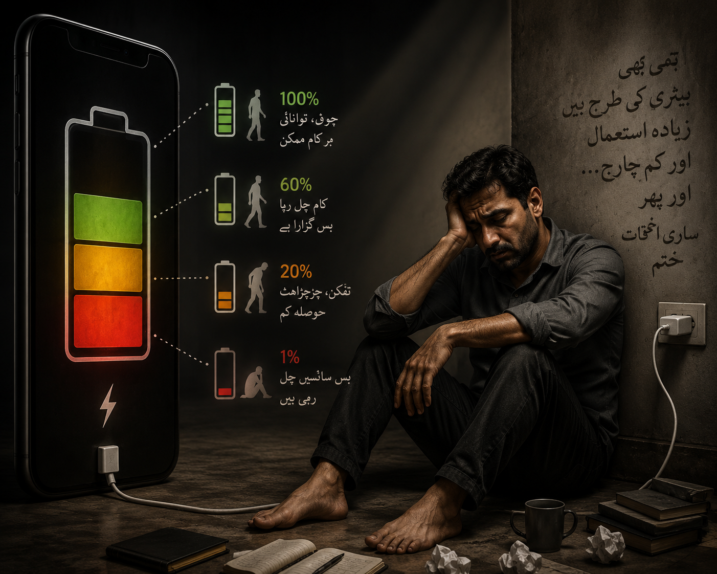 موبائل کی بیٹری اور انسان کی اوقات